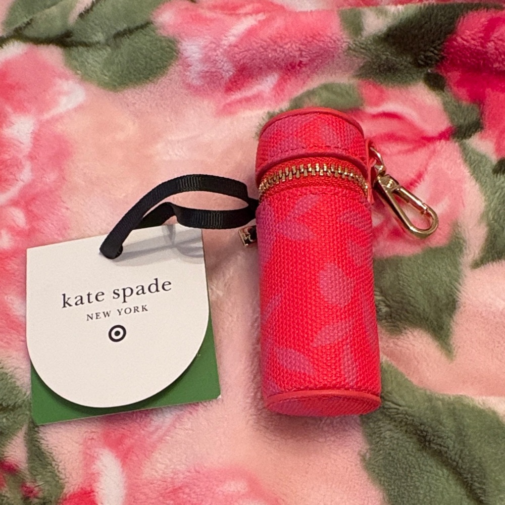 kate spade Pink Floral Lipstick Keychain Pouch